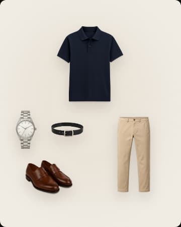 Two coordinated accessories extending a restrained outfit palette